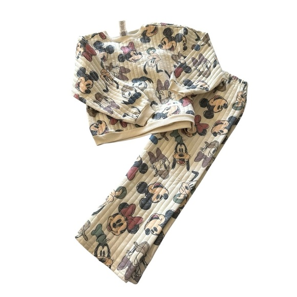 Disney Kids Matching Set - Cream with Multicolor Mickey Print - Picture 1 of 4